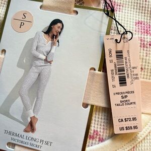 Victoria's Secret White Thermal Pajama Set Intimates & Sleepwear